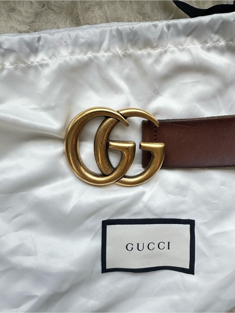 Gucci Brown Leather Belt with Gold Double G Buckle - Picture 6 of 7